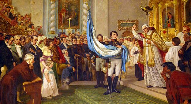 Pintura de la Bendición del canónigo Gorriti a la bandera nacional